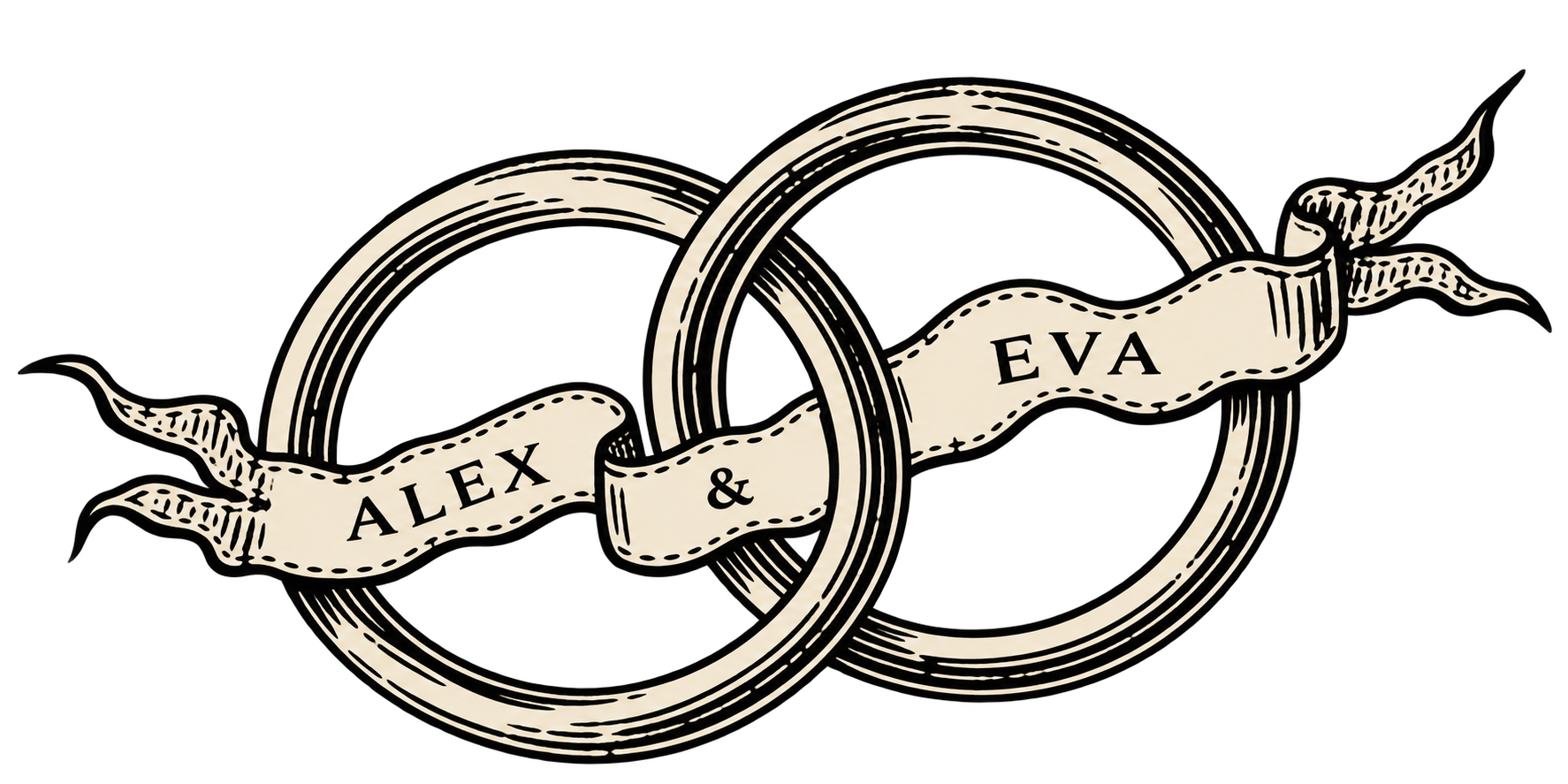 Vintage intertwined Alex and Eva wedding rings